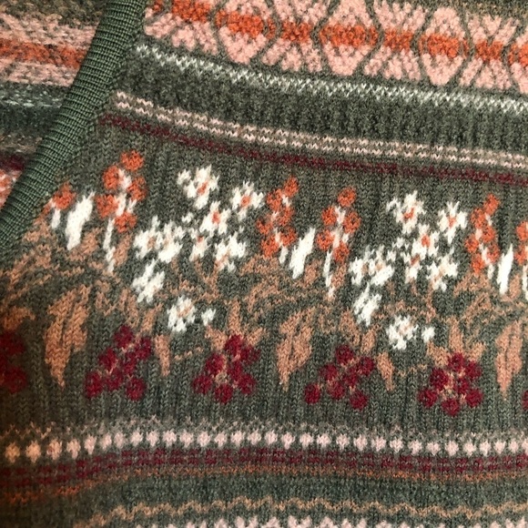 Vintage Floral Cottagecore Coastal Button Up Wool Knit Sweater Vest Medium - Picture 6 of 11